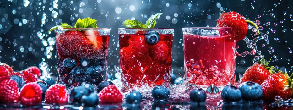 A splash of berries in a glass. Selective focus. food.