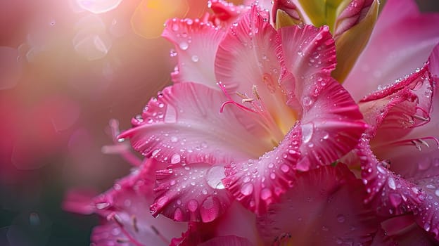 Close-up of a flower in drops of water. Selective focus. Nature.