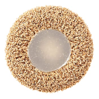 Farro mandala a mandala of emmer farro einkorn farro and spelt farro with grains scattering. Food isolated on transparent background.