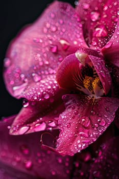 Close-up of a flower in drops of water. Selective focus. Nature.