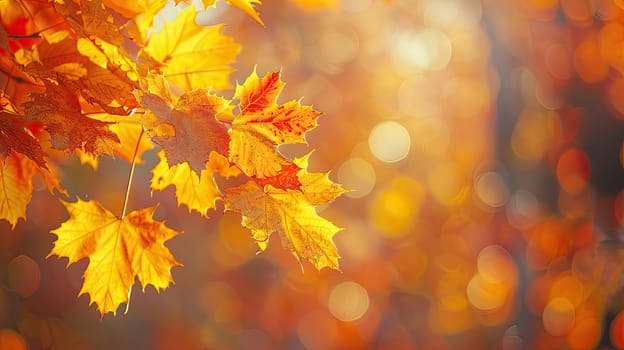 Tree branch with yellow leaves. Selective focus. Nature.