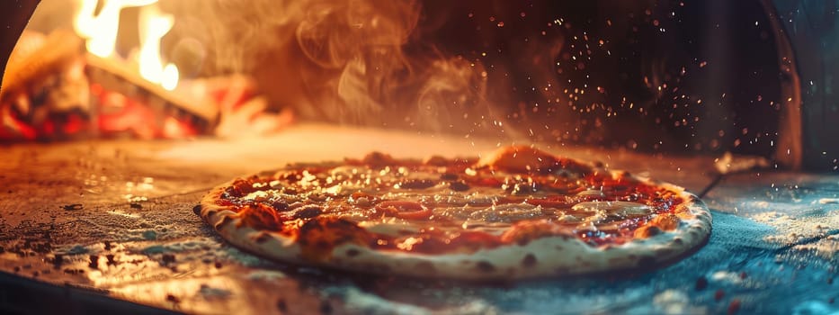 hot pizza from the oven. Selective focus. food.