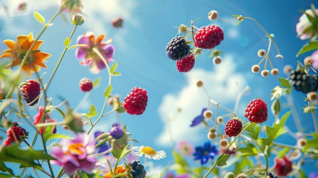 A splash of berries in the garden. Selective focus. nature.