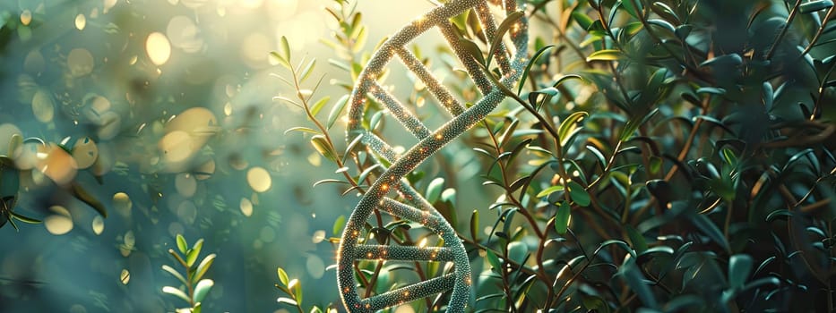 DNA chain on a background of plants. Selective focus. nature.