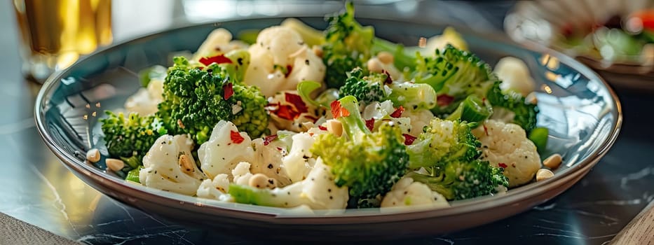 Cauliflower and broccoli salad. Selective focus. food.