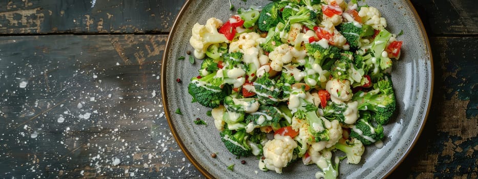 Cauliflower and broccoli salad. Selective focus. food.