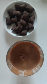 brown color coffee, sweet dessert chocolate, liquid foam drink. High quality photo