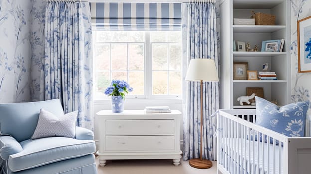 Baby room decor and interior design inspiration in beautiful English countryside style cottage