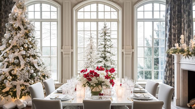 Christmas at the manor, English countryside decoration and festive interior decor