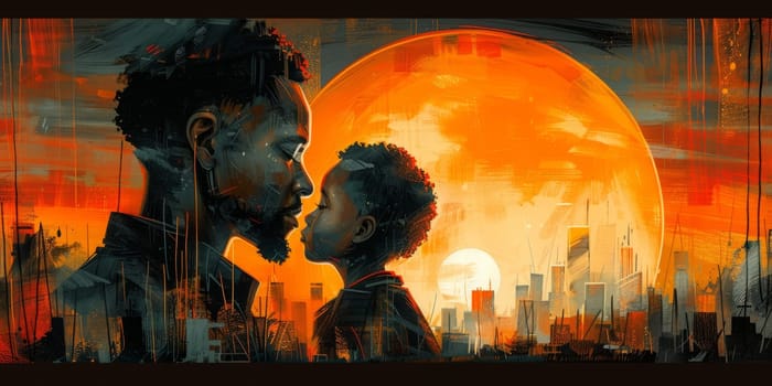 Father and Son Illustration. Happy Father's Day Concept Illustration. Ai generated