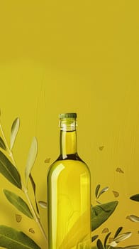 Olive oil bottle ad background with copyspace, vegetable oil commercial produce, food industry and retail concept