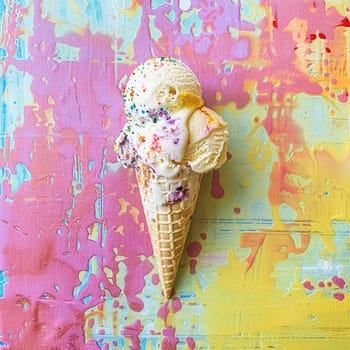 Ice cream colourful summer treat, sweet dessert in summertime, holiday food idea