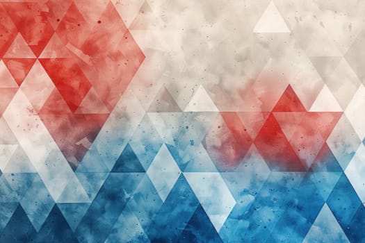 Geometric red white blue triangle pattern on white background for design, fashion, art, and travel themes