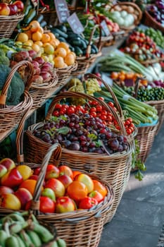 Farm vegetables and fruits at the market. Selective focus. Food.