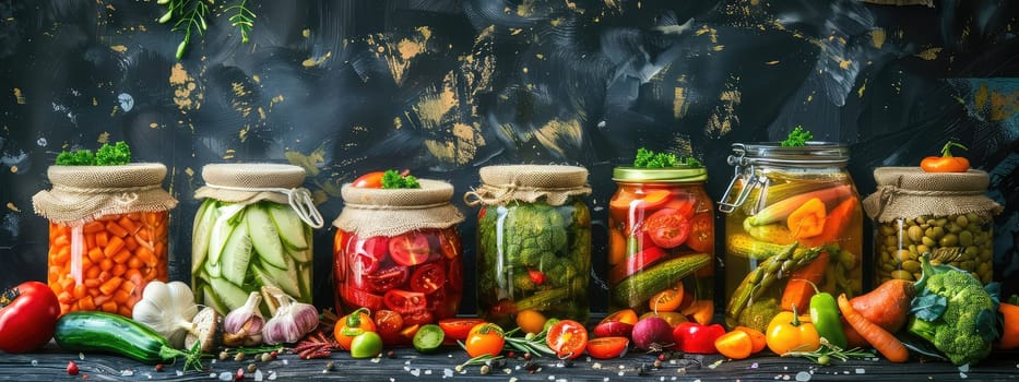 Preserving various vegetables in jars. Selective focus. food.