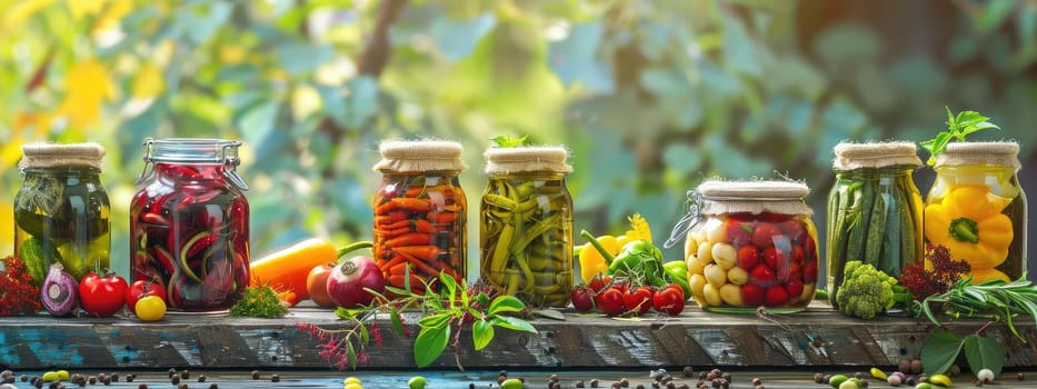 Preserving various vegetables in jars. Selective focus. food.