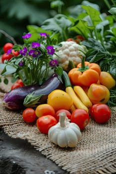 Harvest organic vegetables in the garden. Selective focus. Food.