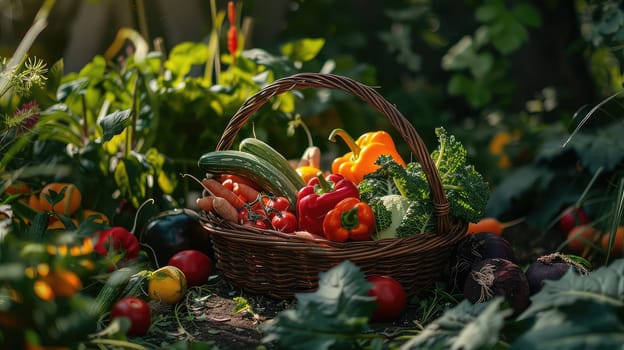 Harvest organic vegetables in the garden. Selective focus. Food.