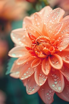 Close-up of a flower in drops of water. Selective focus. Nature.