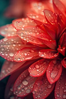 Close-up of a flower in drops of water. Selective focus. Nature.