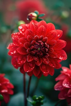 Close-up of a flower in drops of water. Selective focus. Nature.