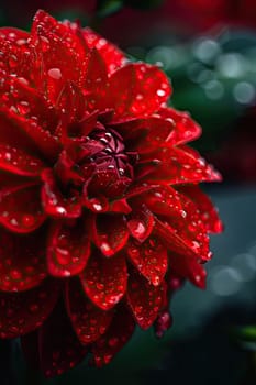 Close-up of a flower in drops of water. Selective focus. Nature.