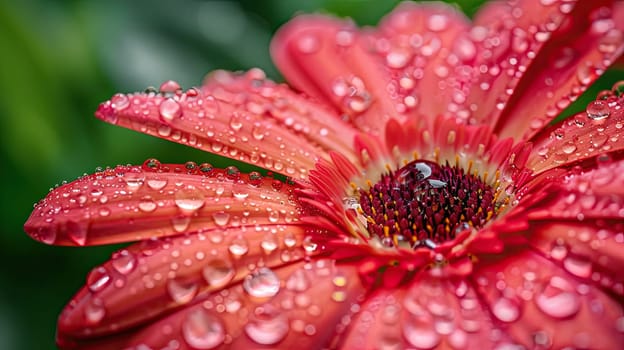 Close-up of a flower in drops of water. Selective focus. Nature.