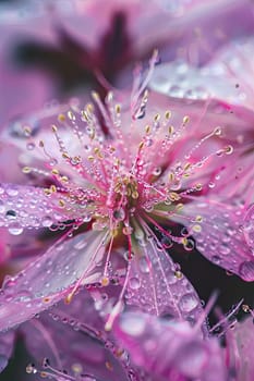 Close-up of a flower in drops of water. Selective focus. Nature.