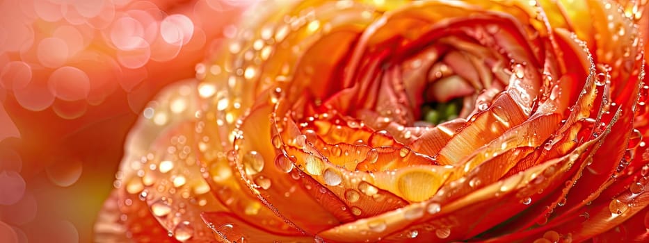 Close-up of a flower in drops of water. Selective focus. Nature.