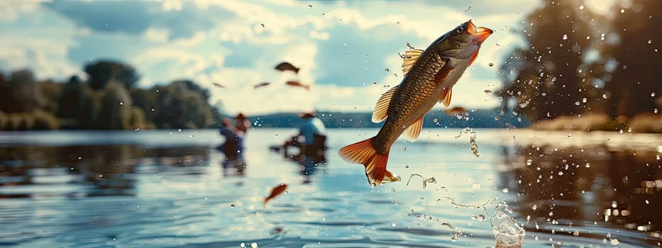 Fishermen catch fish while fishing. Selective focus. Nature.