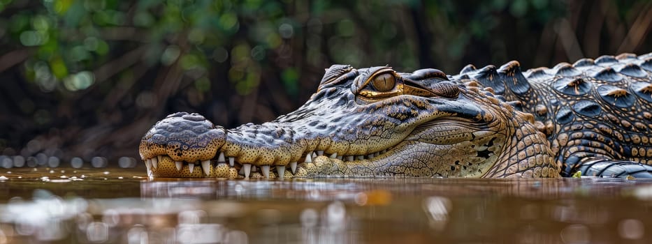 Large crocodile in the water. Selective focus. animal.