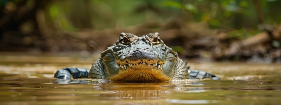 Large crocodile in the water. Selective focus. animal.