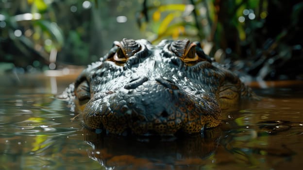 Large crocodile in the water. Selective focus. animal.