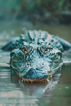 Large crocodile in the water. Selective focus. animal.