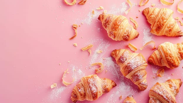 Lots of delicious croissants. Selective focus. Food.