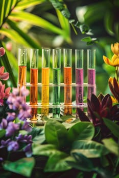 Test tubes with samples in nature. Selective focus. nature.