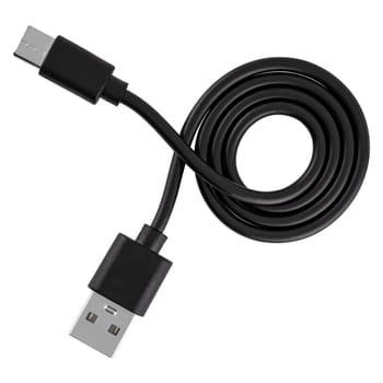 cable with USB and Type-C connector insulated on white background