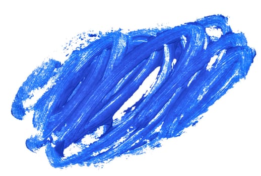 Strokes of blue paint on isolated background