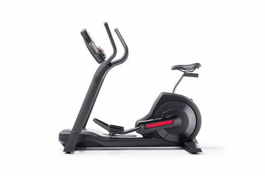 A stationary exercise bike stands against a plain white background.