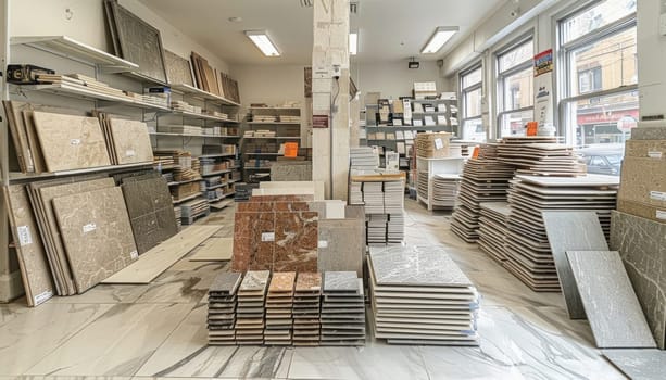 This store offers a variety of tile options, including hardwood, for building, shelving, flooring, and more