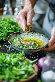 Cooking a dish with the addition of olive oil