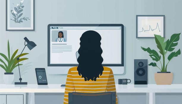 Online consultation: expert girl at the computer