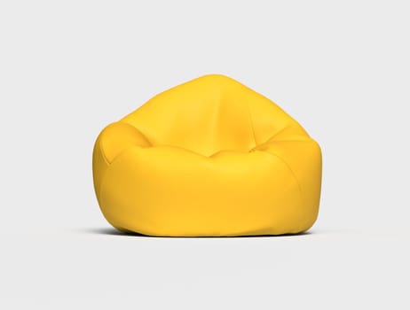 yellow beanbag chair isolated. 3d render
