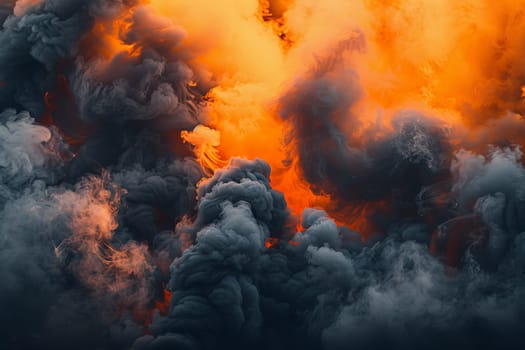 A blue and orange smokey background with a lot of smoke. The smoke is swirling and twisting, creating a sense of movement and energy