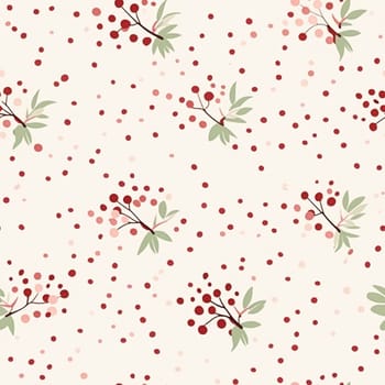 Seamless pattern, tileable modern botanical Christmas holiday, country berry dots print for wallpaper, wrapping paper, scrapbook, fabric and product design motif