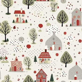 Seamless pattern, tileable Christmas holiday country dots print, English countryside cottage for wallpaper, wrapping paper, scrapbook, fabric and product design inspiration