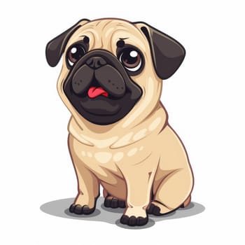 A cartoon dog with a tongue sticking out. It is sitting on a white background. The dog has a cute and playful expression on its face