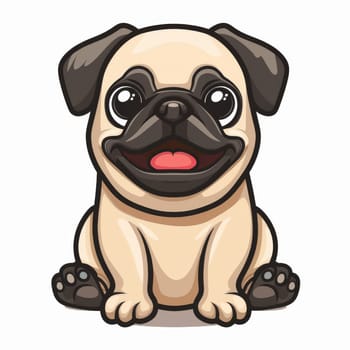 A cartoon dog with a tongue sticking out. It is sitting on a white background. The dog has a cute and playful expression on its face