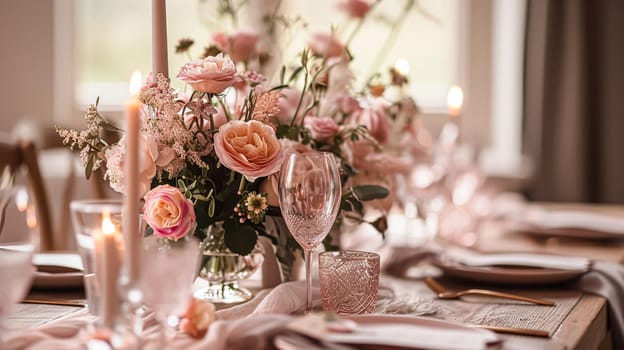 Birthday tablescape or candy bar with sweets, Birthday cake and cupcakes, beautiful party and celebration