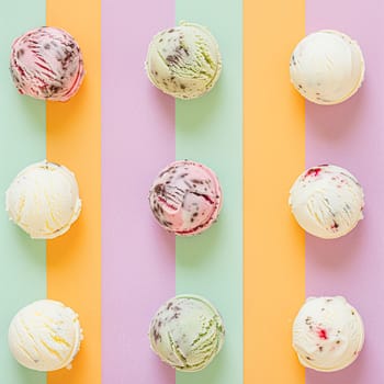 Ice cream colourful summer treat, sweet dessert in summertime, holiday food idea